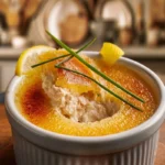 Crab Brulee served in elegant ramekins with a caramelized sugar top