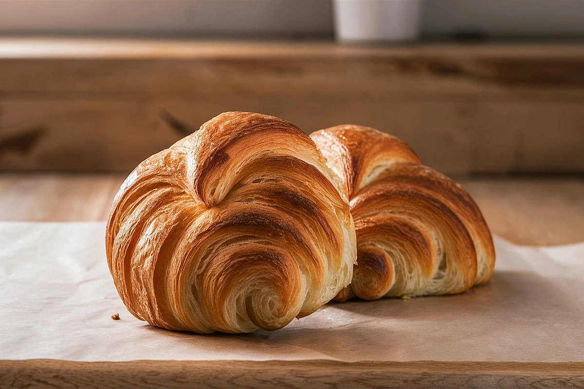 Freshly baked Gipfeli on a cooling rack