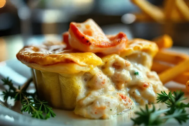 Golden brown Chicken Pot Pie with a flaky crust and creamy filling, inspired by Red Lobster’s unique twist on a classic dish.