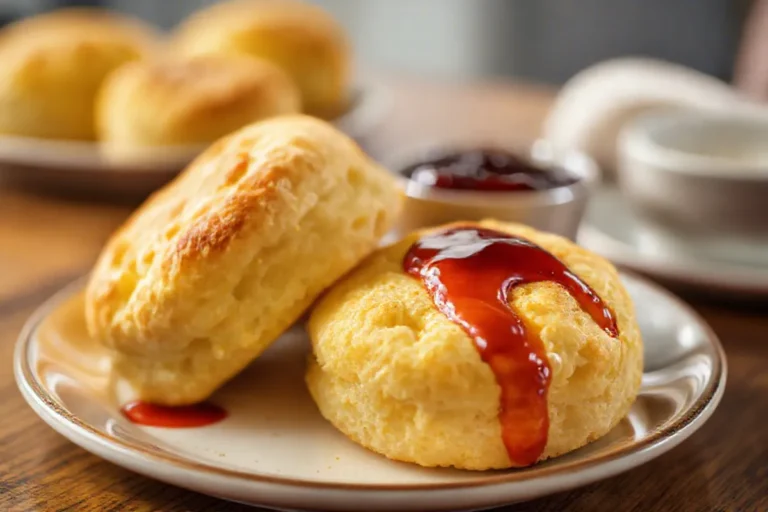 Crispy and fluffy air fryer biscuits on a plate