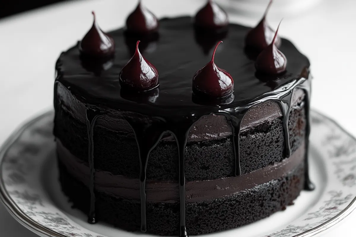 Elegant black birthday cake