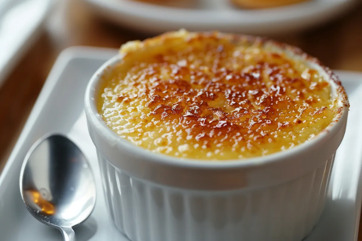 Caramelized brulee topping on a crème brûlée