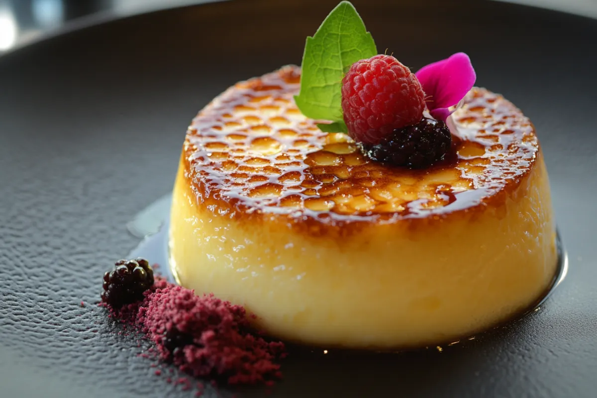 Caramelized brulee topping on a crème brûlée