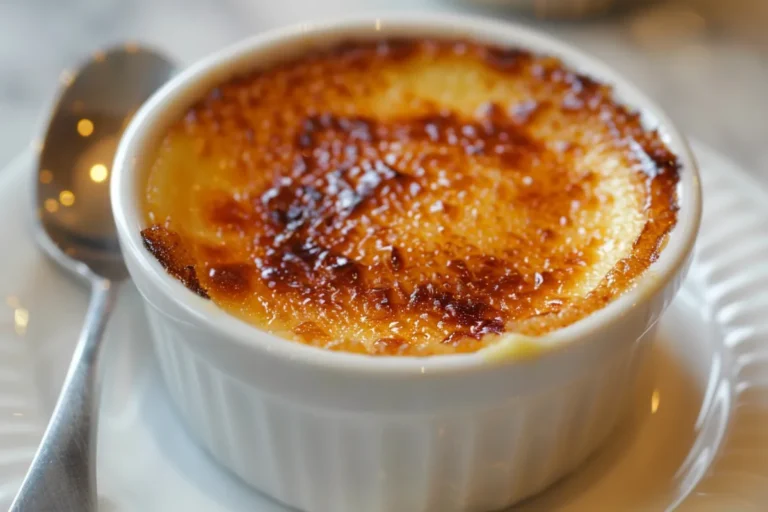 Caramelized brulee topping on a crème brûlée.