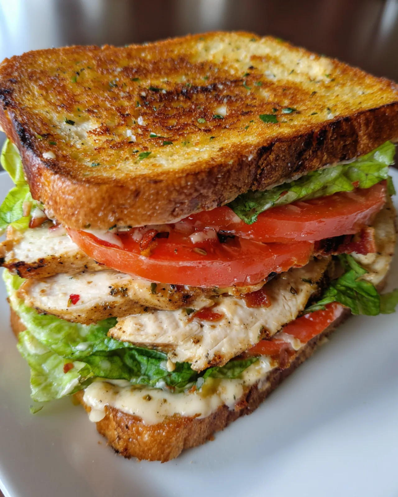 Garlic Butter Lettuce, Tomato & Grilled Chicken Sandwich