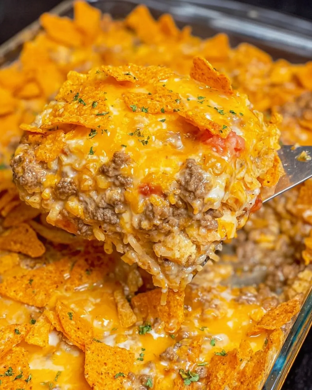 Cheesy Hashbrown Dorito Casserole