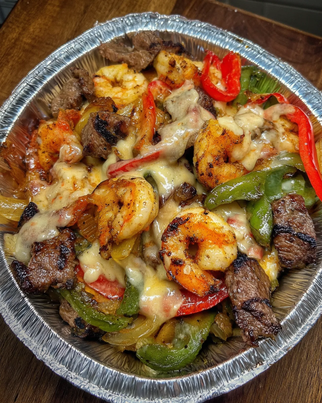 Cheesy Steak & Shrimp Skillet Bowl