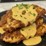 Pretzel-Crusted Chicken with Creamy Mustard Cheddar Sauce