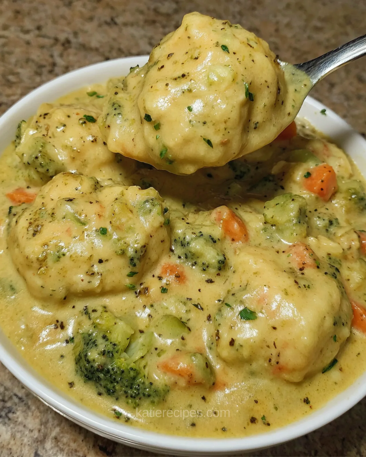 broccoli cheddar chicken and dumplings in a creamy one pot meal