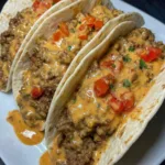 Cheesy Rotel Beef Soft Tortilla Tacos
